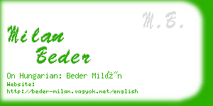 milan beder business card